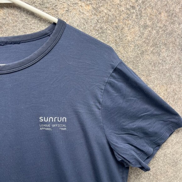 Sunrun Shirt Mens Small Navy Blue Solar Tee Short Sleeve Stretch Knit Athletic - Picture 3 of 10